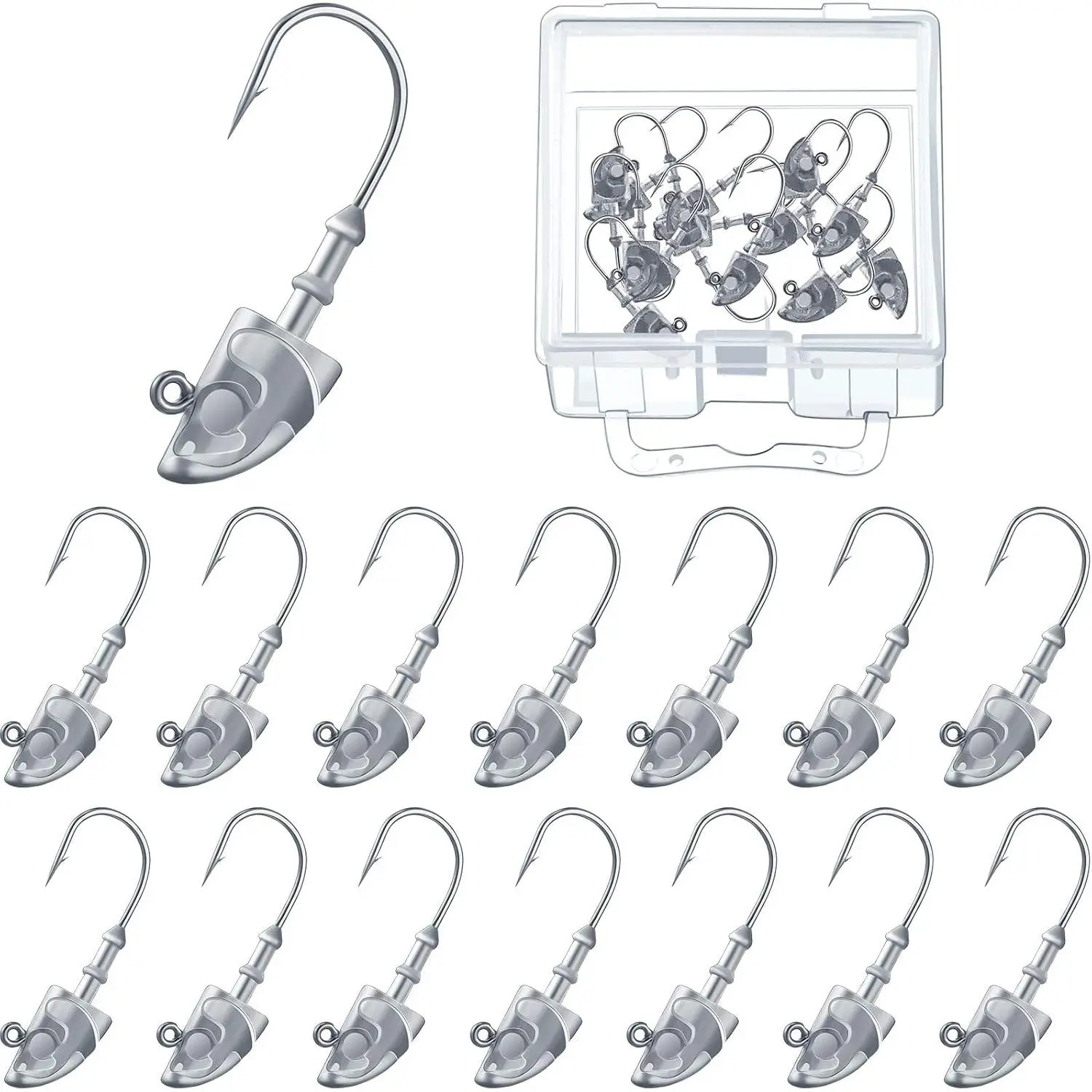 15 count Swimbait Jig  Lead Jig   Lead Weighted Hooks Spin Fish Jig Heads for Saltwater and Freshwater