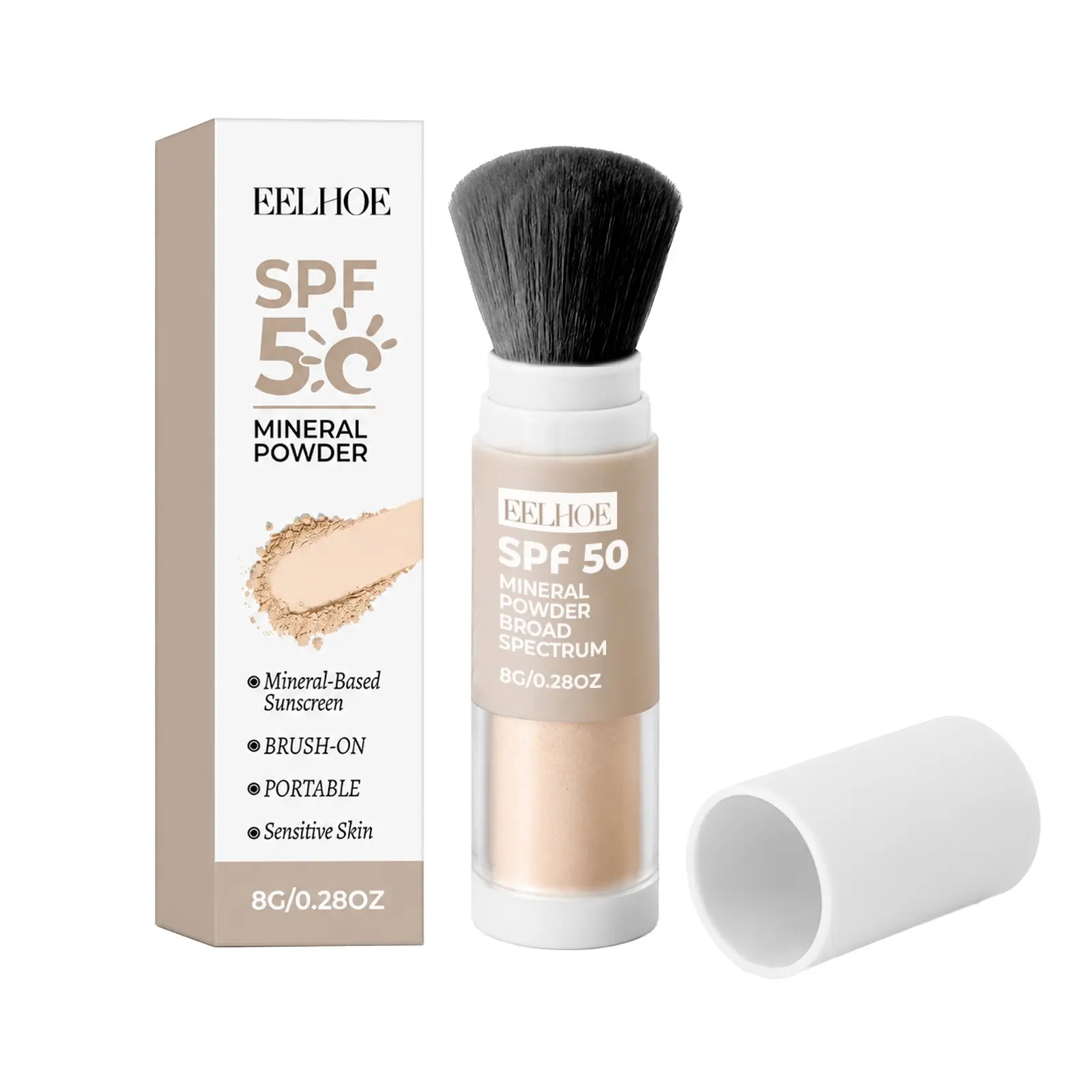 SPF 50 Powder Sunscreen Mineral-Based, Gentle, Sensitive, Lightweight, Non-Toxic Brush-on For Kids, Adults & Babies | For Scalp, Facial, Face & Body