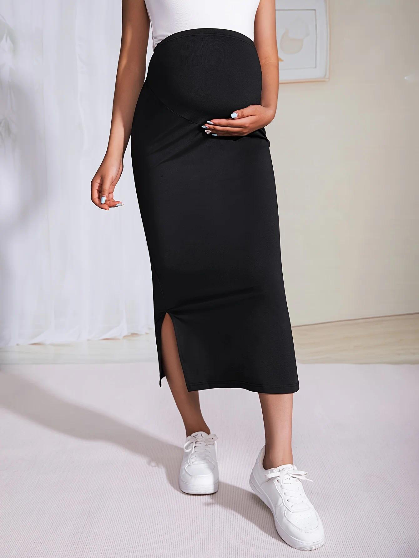 Maternity casual summer dress, stretchy and comfortable, black dress, hip-hugging skirt, professional hip-hugging skirt