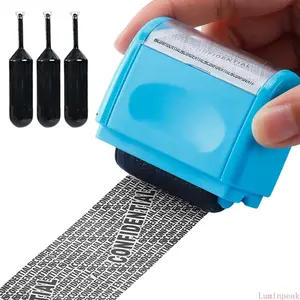 Wide Identity Theft Protection Privacy Roller Stamp With 3 Pack Refill Ink, Confidential Information Blocker Tool, Secure Cover For Address, ID And Account Private Data