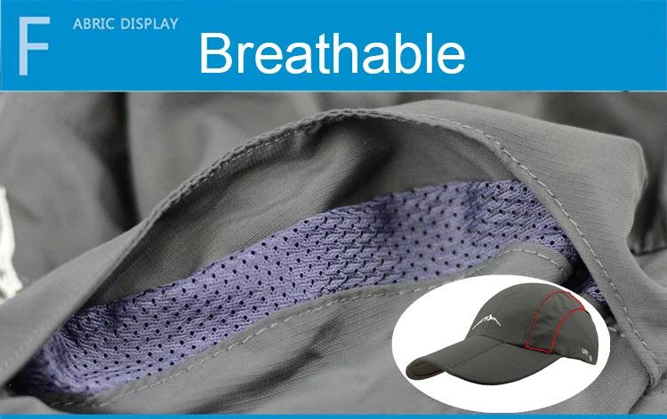 Spring Summer Outdoor Sport Baseball Cap Quick Drying Hat Unisex Waterproof Breathable Cap Foldable Cycling hat Sun Protection