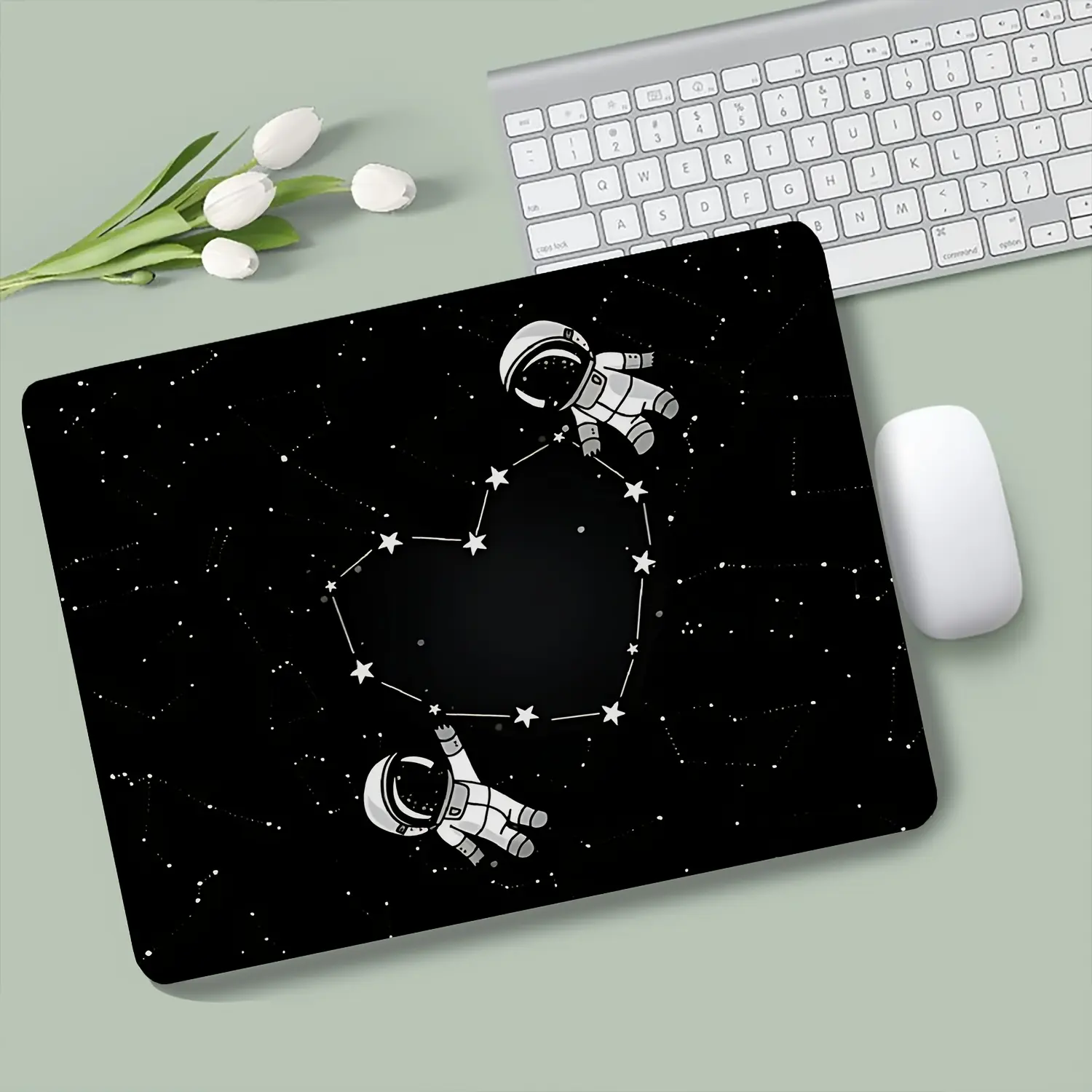 Mouse Pad Cute Anime Astronaut Themed Desk Mat with Non-Slip Rubber Base, Ideal for Office, Gaming, Computer Setup