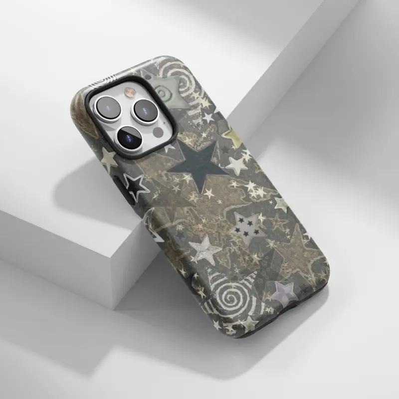 Stars Y2K Collage Phone Case, Twinkle Night Cover, Celestial Patchwork Design, for iPhone 17 16 15 14 13 12 Air Pro Max