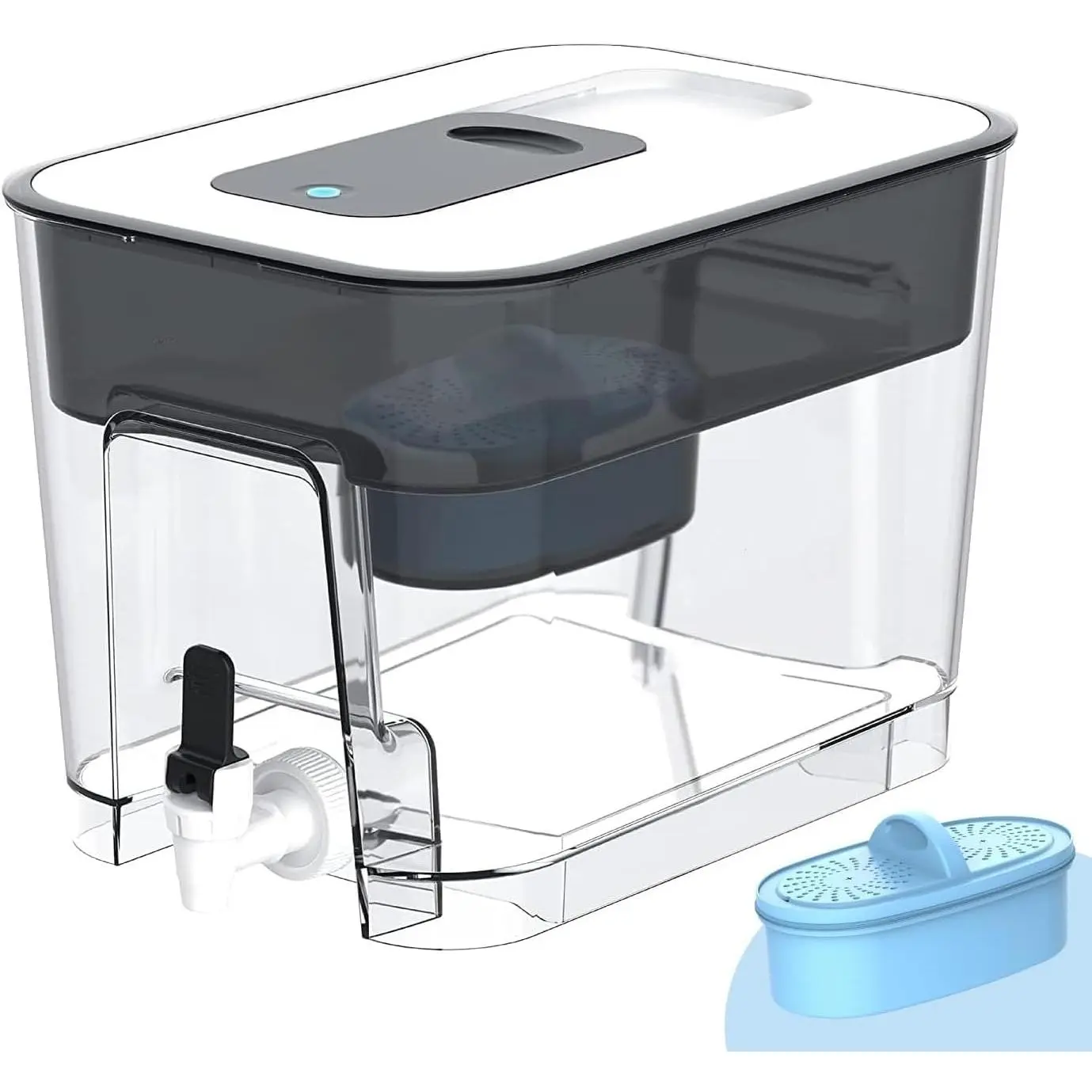 Alkaline Water Filter Dispenser, Large 40-Cup Water Filter Pitcher, Healthy, Clean & Toxin-Free Mineralized Alkaline Water, 100-Gallon, BPA Free, Black