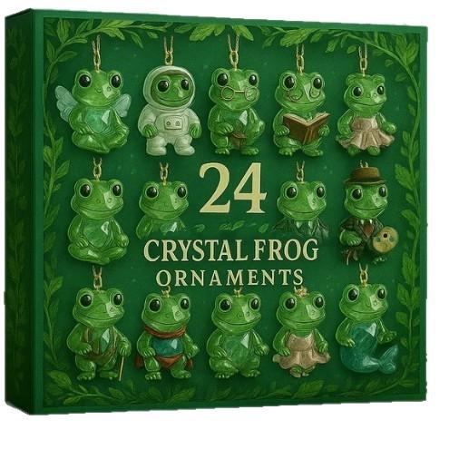 New Enchanted Forest Magic Frog Advent Calendar Blind Box, 24 Days Christmas Countdown Gift Box with Cute Acrylic Frog Charms Keychains, Whimsical Nature Collectible Pendant Set for Kids Teens Adults Frog Lovers, Holiday Surprise Gift for Christmas New Ye