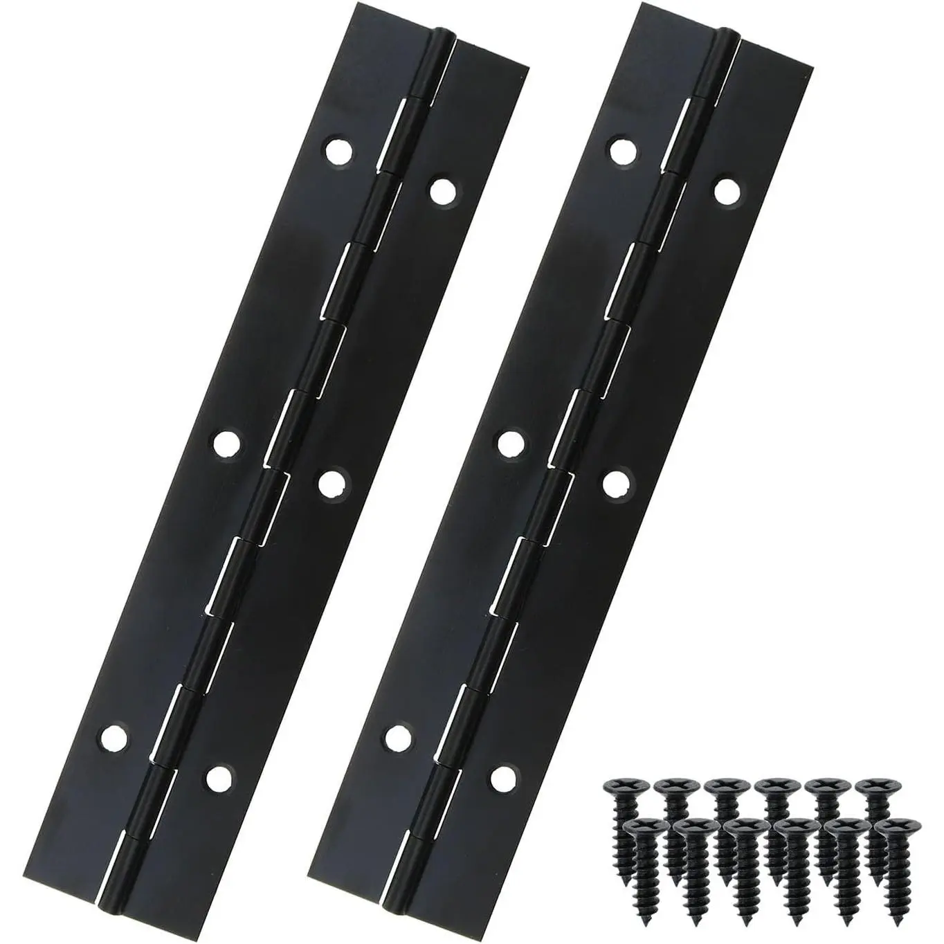 2 count 6x1inch Black Stainless Steel Metal Piano Hinge with Screw Suitable for Door Cabinet Toolbox and Wooden Box
