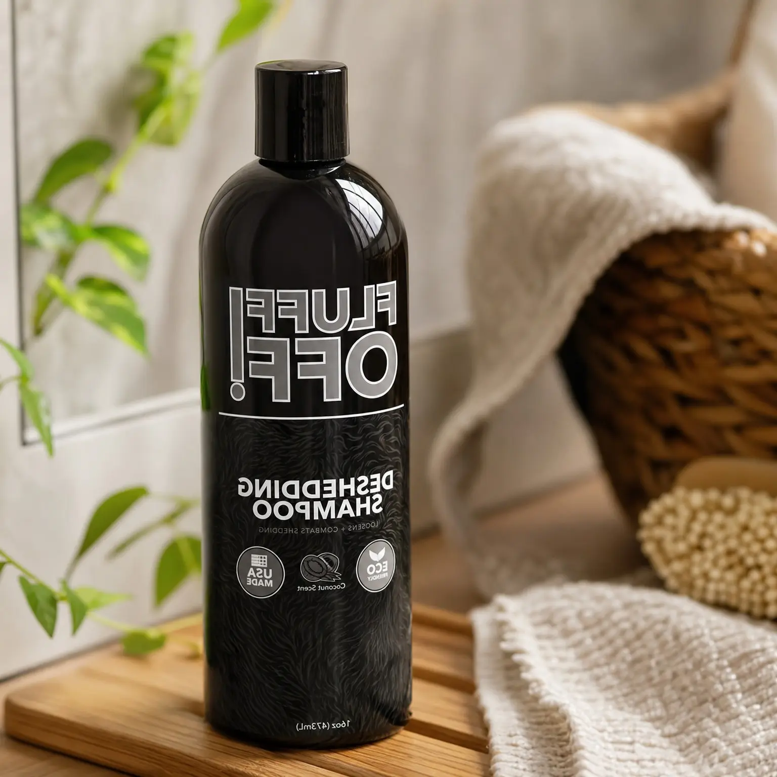 Natural Deshedding Dog & Cat Shampoo, 16 Oz, Made in USA, Safe for 8 Weeks+Gift
