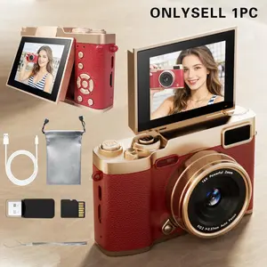 2.4 Inch Flip Screen Selfie Camera, Digital Camera with Flash and Filters, Portable Point-And-Shoot, Ideal for Short Videos and Travel