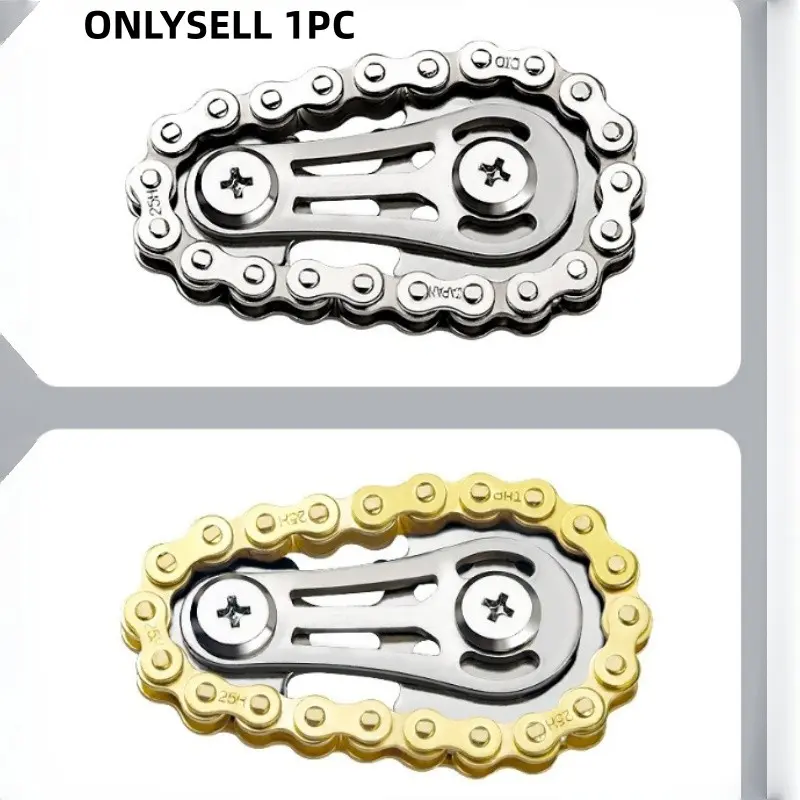 Bicycle Chain Fidget Spinner, Silent Cnc Stainless Steel Gear Desktop Toy, Adult Stress Relief & Focus Tool, Office Decor Art Collection, Metallic Finger Spinner