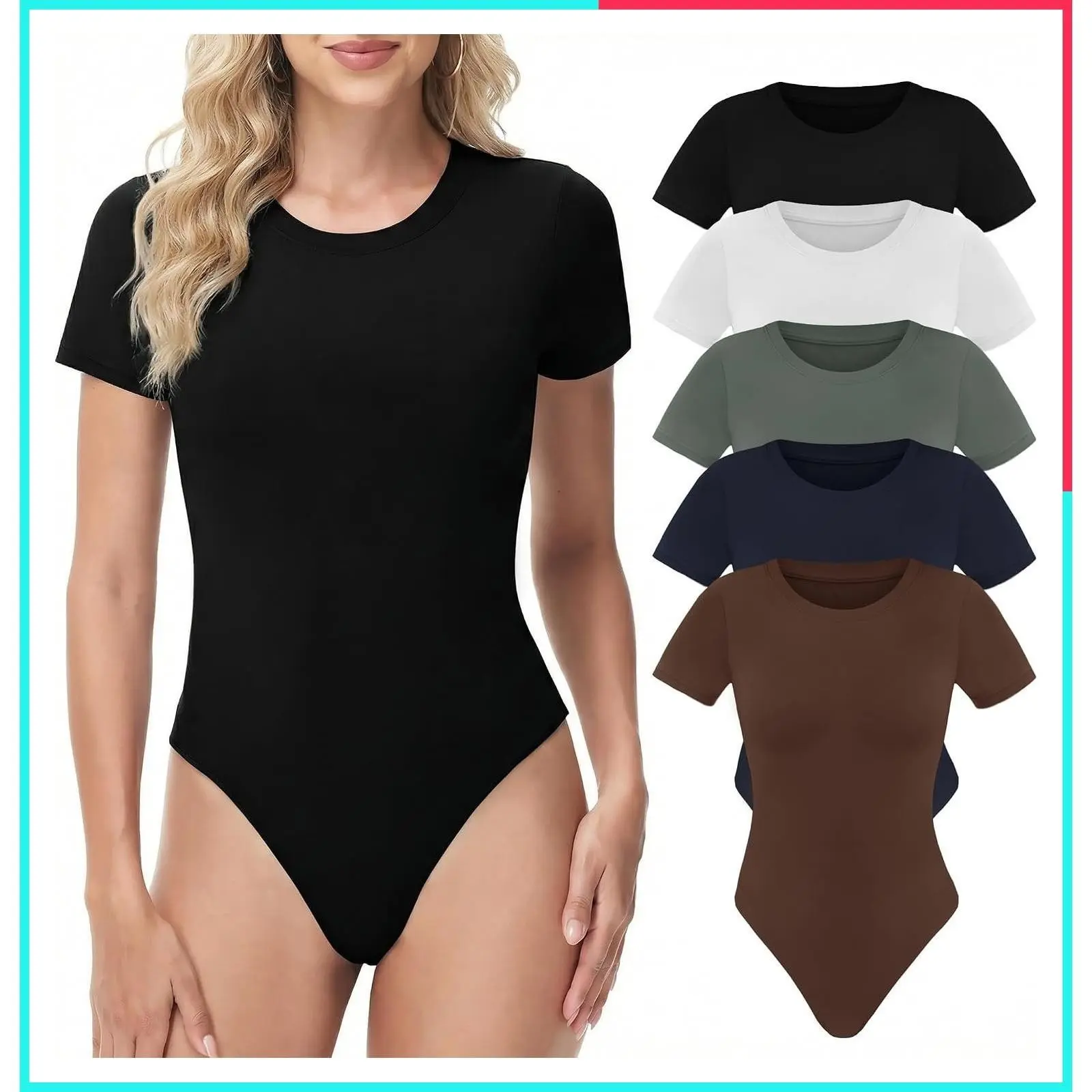 Women's Short Sleeve Round Neck Tummy Control Bodysuit Blouse - Compression Top, Leotard, Business Casual 2026