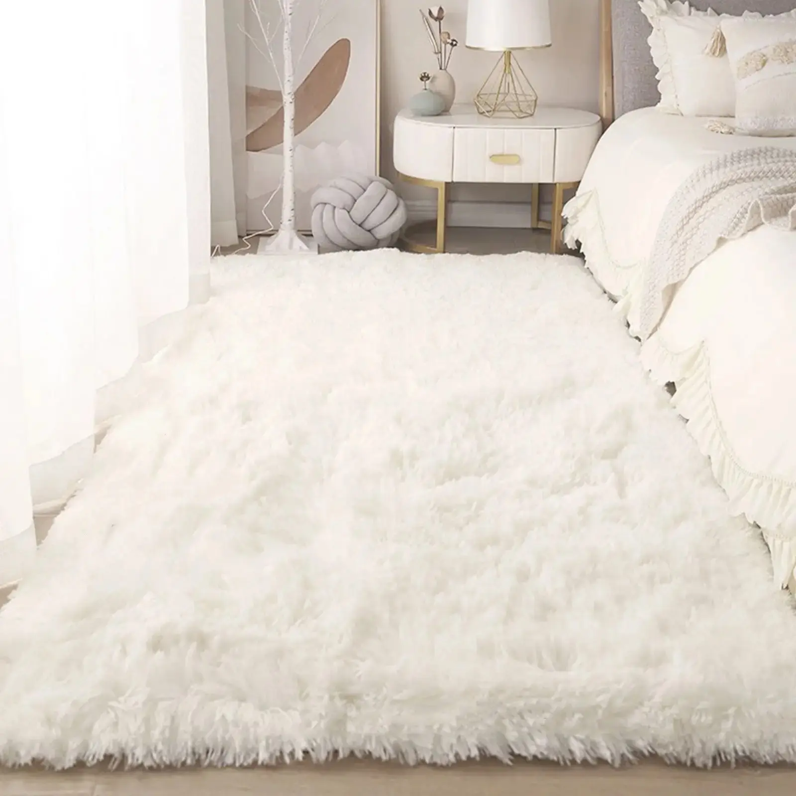 High-Quality Soft Plush Living Room Rug, Velvet Home Decor, Suitable for Bedroom, Balcony, Study, Outdoor Picnic, with 1cm Sponge Pad