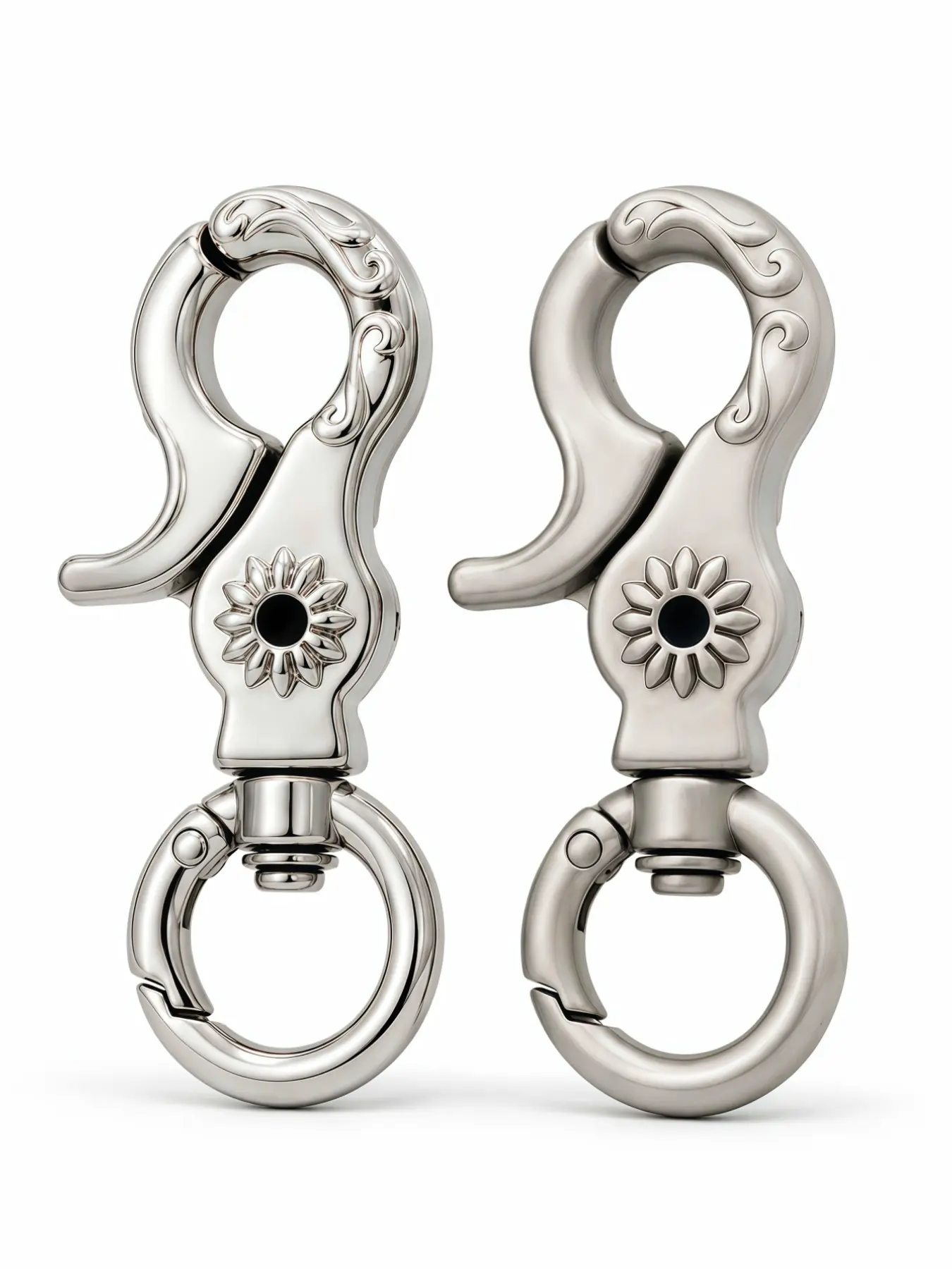 Daisy Flower Metal Lobster Clasp Keychain, Silver Color/pearl Resin Inlay, Edc Fashion Accessory, Choking Hazard Warning