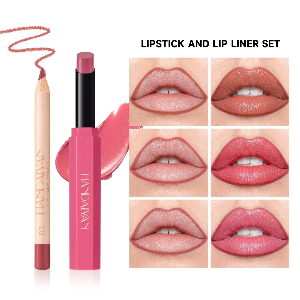 Set of 2 Lip Liner And Lipstick, Featuring a Moisturizing Properties, with a Soft And Feel, Designed to Enhance Lip Fullness, Waterproof Formula, Appropriate for All Skin Types