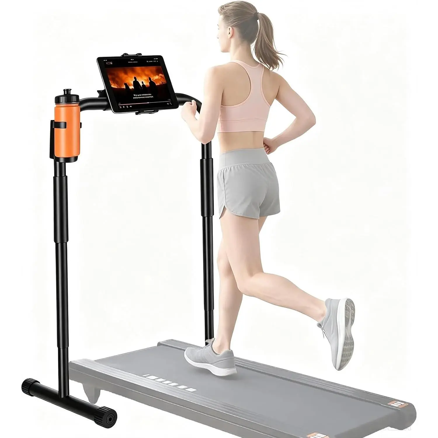 Walking Pad Handle Bar Only,24.8" Adjustable Height Treadmill Handlebar |   Walking Pad Handle Attachment with Phone/Tablet & Cup Holder, Non-Slip Feet, Sturdy Stable,Universal Walking Pads Accessories