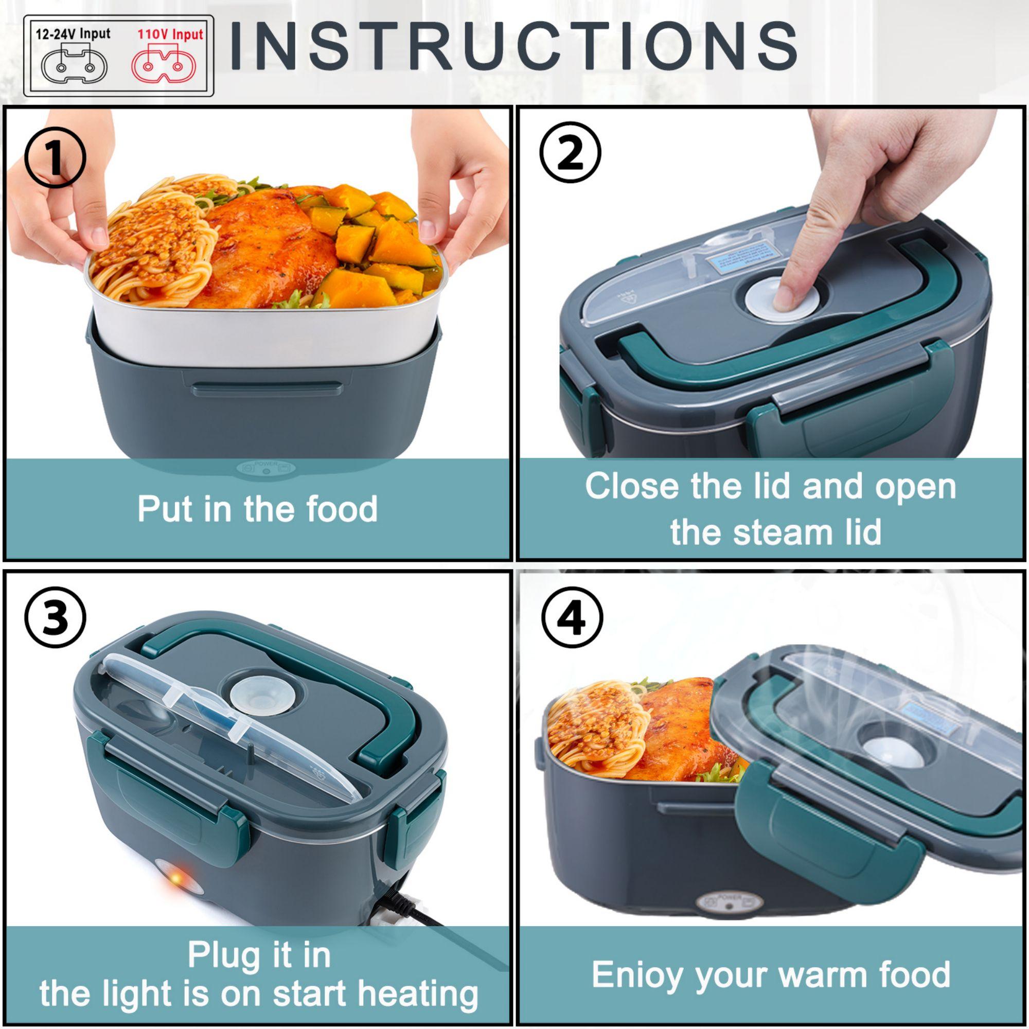 Nifogo Electric Lunch Box Food Heater for Adults,  Plug-in Heating Lunch Box,Heated Lunch Box12V/24V/110V Portable Food Warmerfor Car