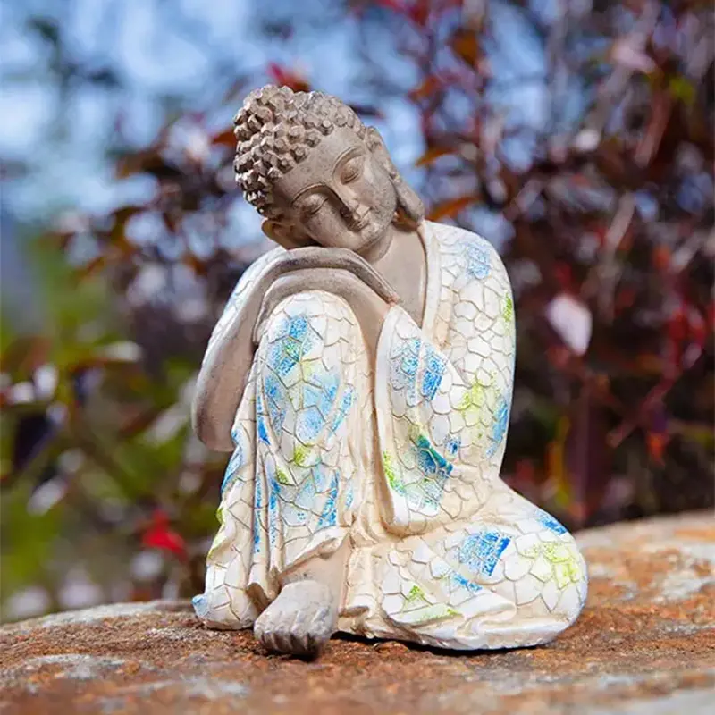Zen Sleeping Buddha Statue Ornament, Indoor & Outdoor Buddha Sculpture Decor for Entryway, Rockery, Garden, Courtyard, Landscape Craft Gift