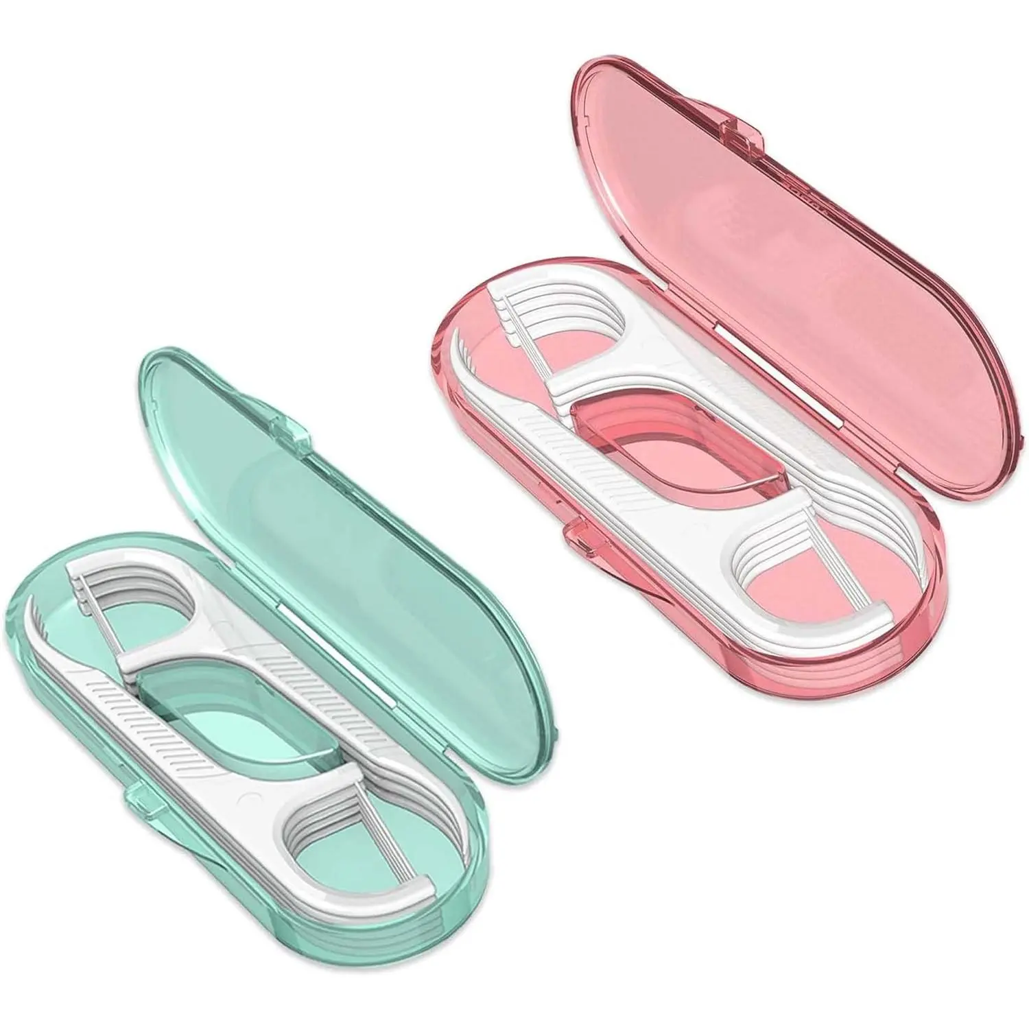 Baby Dental Floss Kit - Portable Travel Box with Replacement Set, Pink & Green (2pcs), Fast Shipping