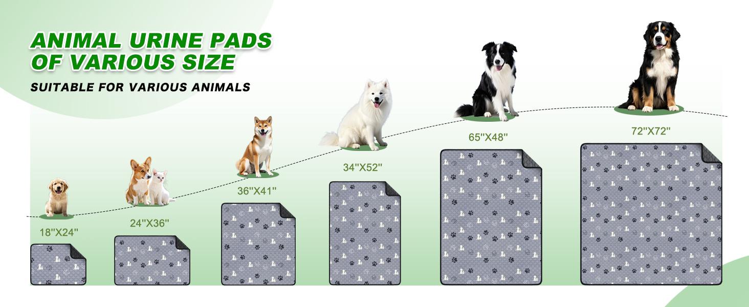 Washable Pee Pads for Dogs, 4 Pack Absorbent Reusable Dog Pads Pet Puppy Pads, Non-Slip Potty Pads for Whelping, Playpen, Crate, Bed, Grey 18"x24"