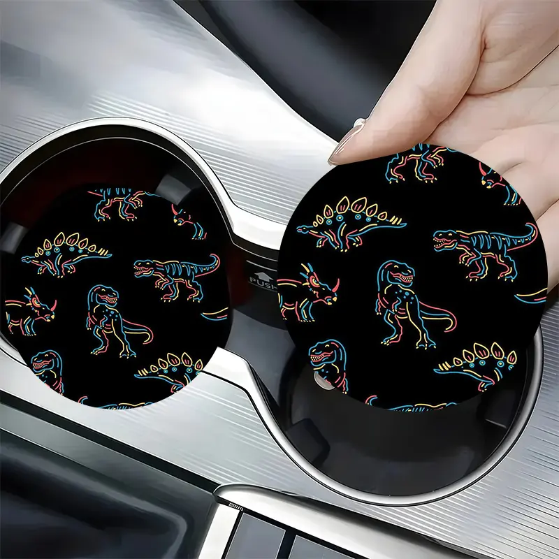 2pcs Dinosaur Car Cup Holder, Cool Neon Creative Style, Anti-Slip Coaster, Stylish Design, Suitable for Car, Living Room And Other Places, Perfect for Coffee, Tea, Wine And Various Drinks, Perfect for Parties And Festive Events Gifts.4.20Hqd-257