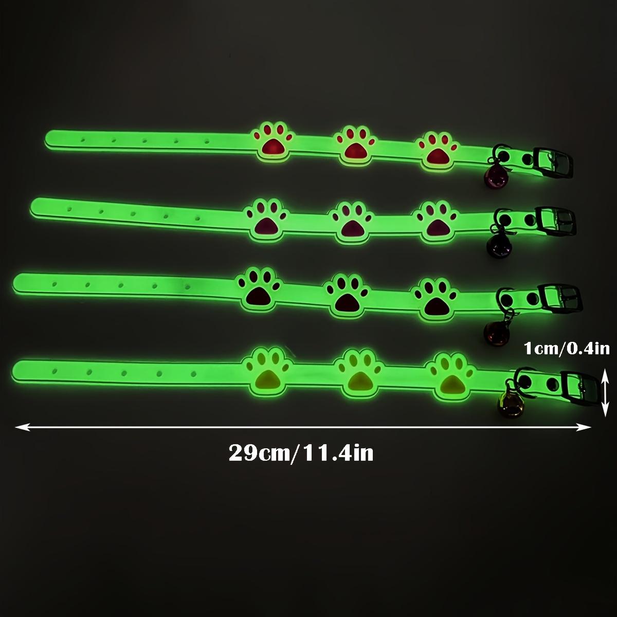 1pc Glowing Collar for Dogs & Cats with Bell - Luminous Night Safety Collar, Adjustable Anti-Loss Safety Device, Paw Print Suitable for Small Pets, Bell Alert System for Nighttime Walks, Random Color Collar for Dog and Cat Leash Gear