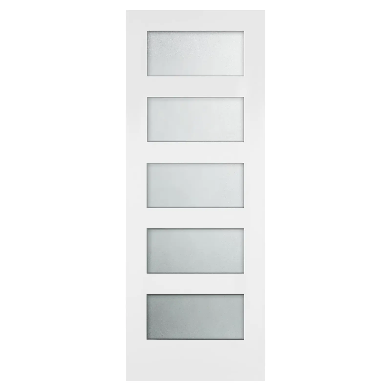 ARCH 30x80 Interior Door Slab Shaker White Primed 5-Lite Tempered Frosted Glass Wooden Door for Bedroom Modern American Design Single Door Slab 1-3/8in Thick Easy Clean Internal Use Residence, White Color Options, Wood Material, American Design/Luxur