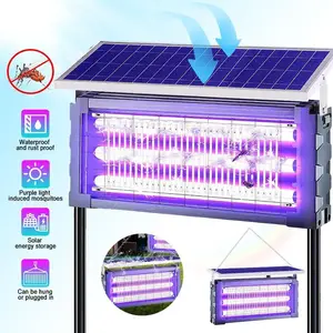 Solar-powered mosquito repellent lamp, suitable for outdoor use - 20-watt high-power waterproof insecticide lamp, portable rechargeable mosquito repellent device, equipped with ultraviolet lamp and wireless fly trap