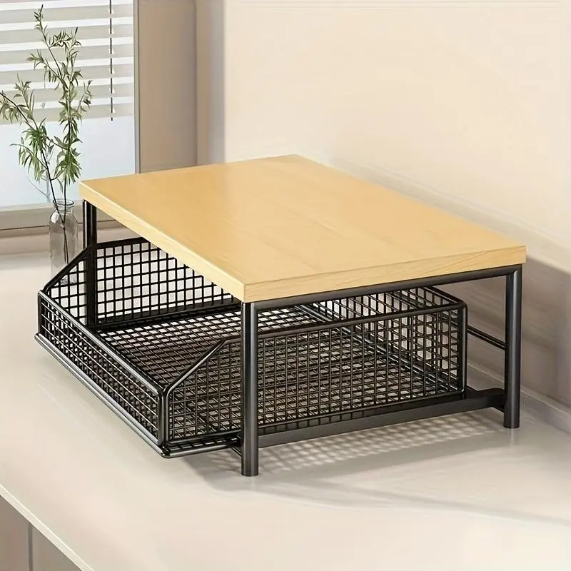 Countertop Microwave Shelf with Drawers, Space Saving Multifunctional Storage, Perfect for Coffee Makers, Tea Bags, Cutlery, Ideal Gift Idea