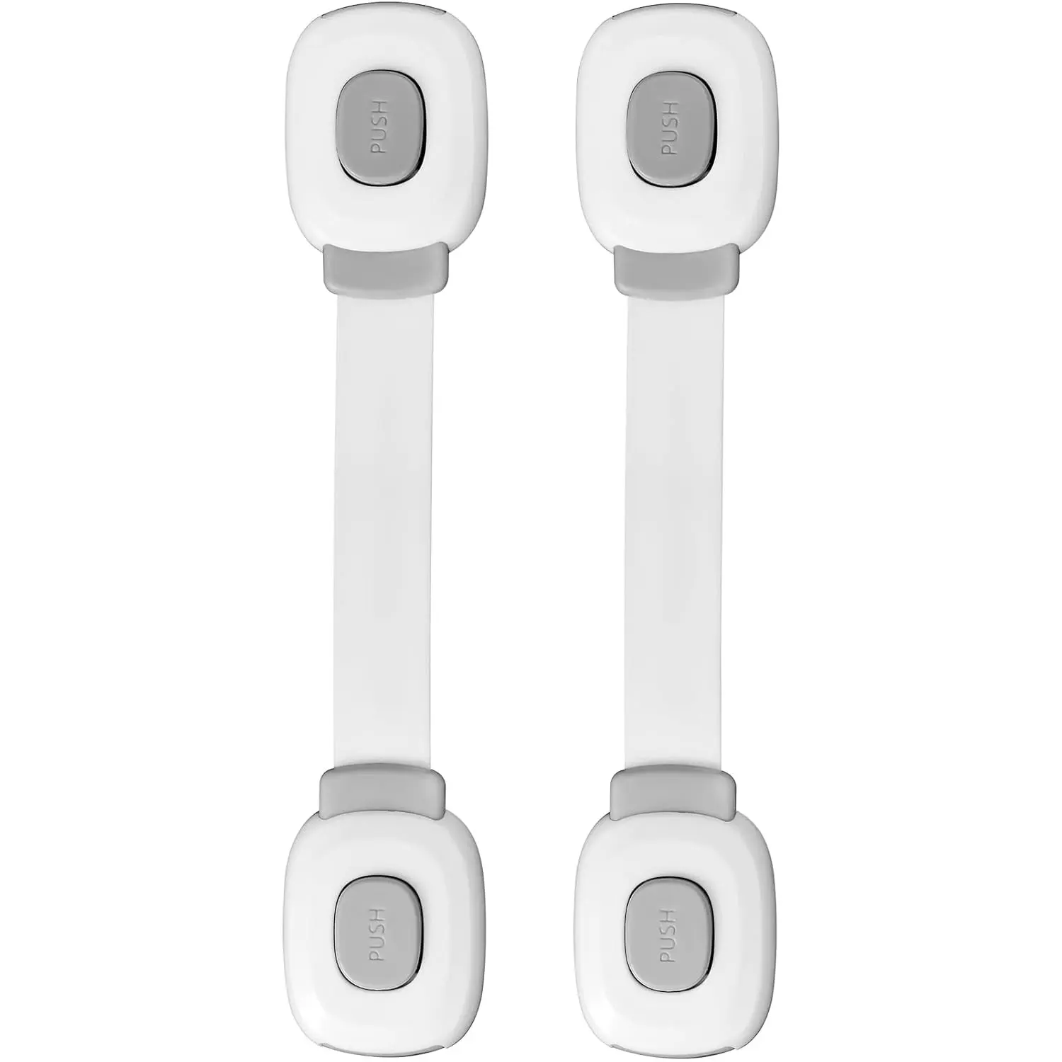 Adhesive Baby Cabinet Locks, Child Safety Strap Locks No Drill, Multi-Purpose Drawer Fridge Oven Door Toilet Latches for Furniture Kitchen, Grey, 2 Pack(Gift)