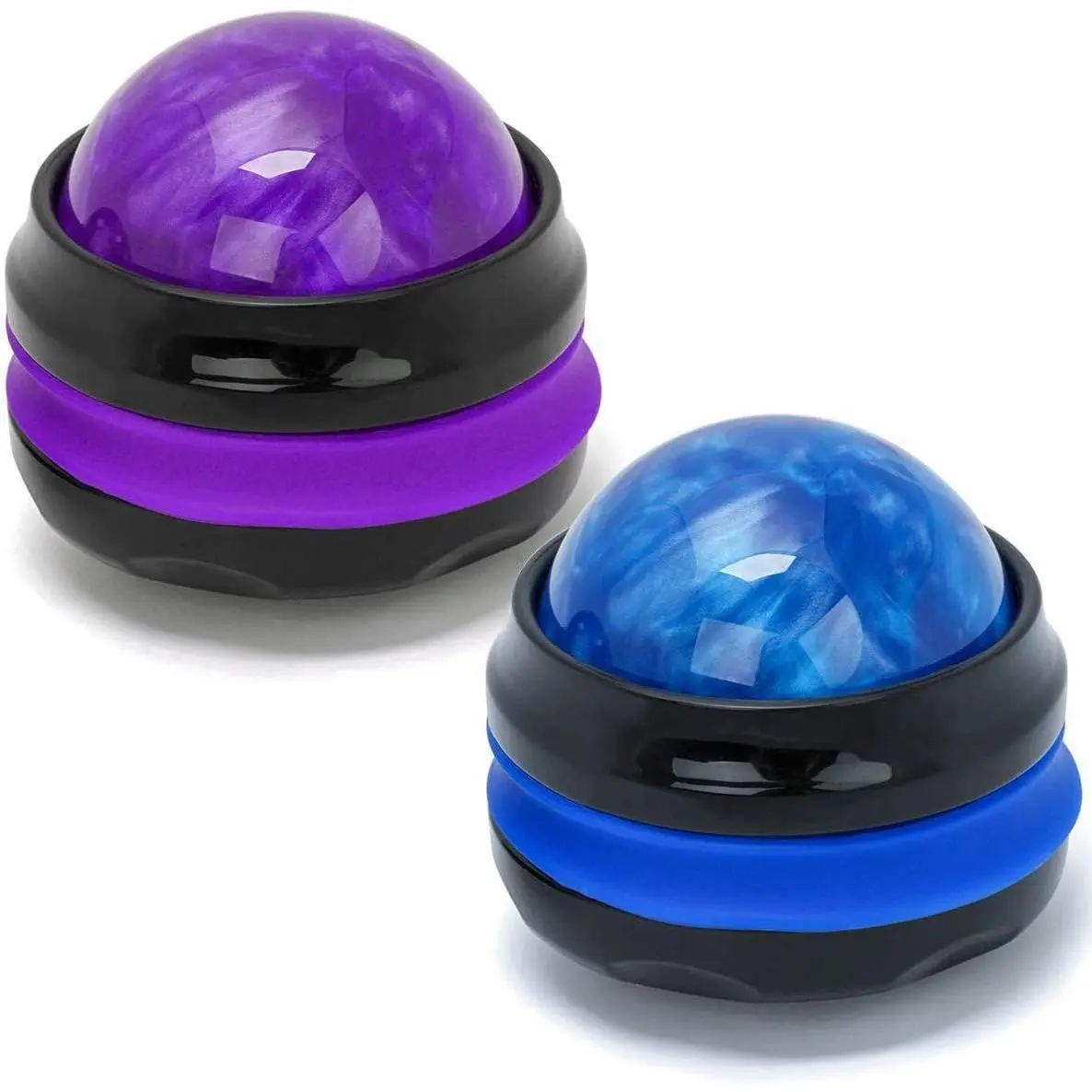 Massage Ball, Manual Roller Massager, 2-Pack Handheld Self Massage Therapy and Relax Full Body Tools for Sore Muscles, Shoulders, Neck, Arms, Legs, Back, Foot, Body (Blue+Purple)