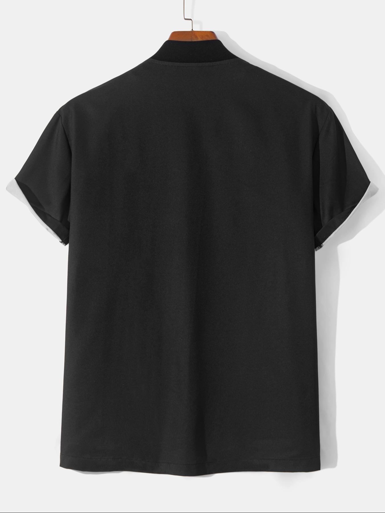 Men's Letter Print Baseball Collar Shirt, Regular Fit Casual Short Sleeve Top for Summer, Men's Clothes for Daily Wear, Menswear, Sports Top, Sportswear Clothing, Vintage Basketball Jersey