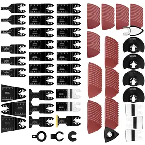 159 PCS, Multi-purpose Cutting Workshop Accessories, Universal Titanium Oscillating Saw Blades with Sandpaper, Quick Release Multi Tool Blades Kit for Wood, Plastics, Metal, Compatible with Dewalt, Ridgid, Ryobi, Rockwell