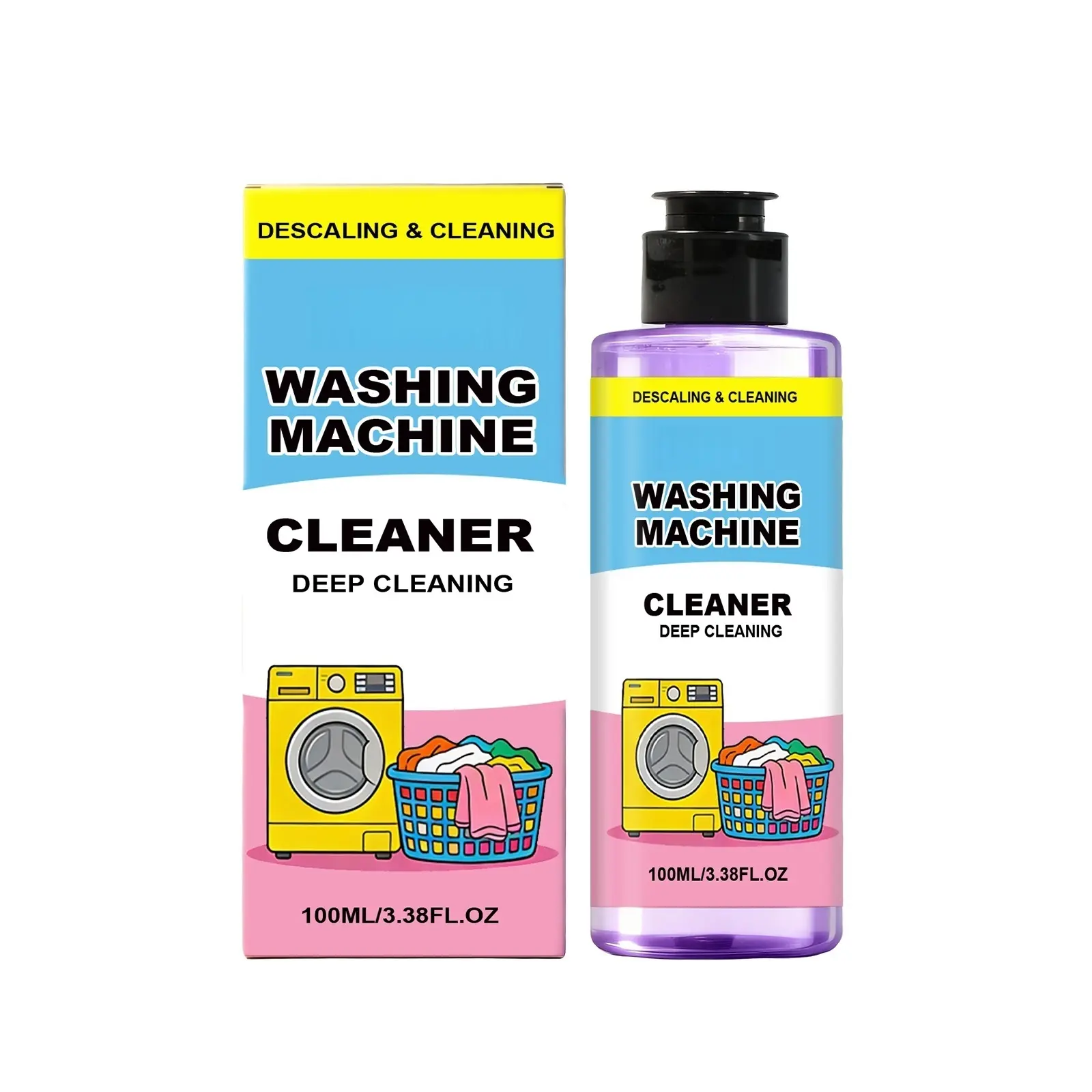 Washing Machine Cleaner Liquid, Deep Cleaning Descaler, Remove Odor, Grime & Limescale, Suitable for Front Load & Top Load Washer, 100ml