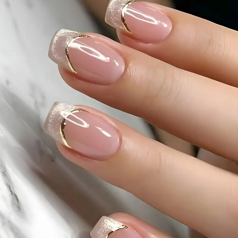 Starry Sky Square Nail Tips Pink Gradient Finished Nail Stickers, Diy Nails, Cat Eye Press-On Nails 12Pcs Long Floral with Adhesive Tabs for Girls Artificial Nails