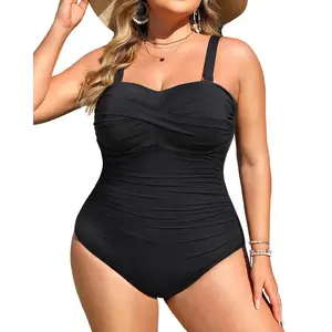 Aqua Eve Womens Plus Size One Piece Swimsuit - Ruched Tummy Control Bathing Suit Twist Front Swimwear