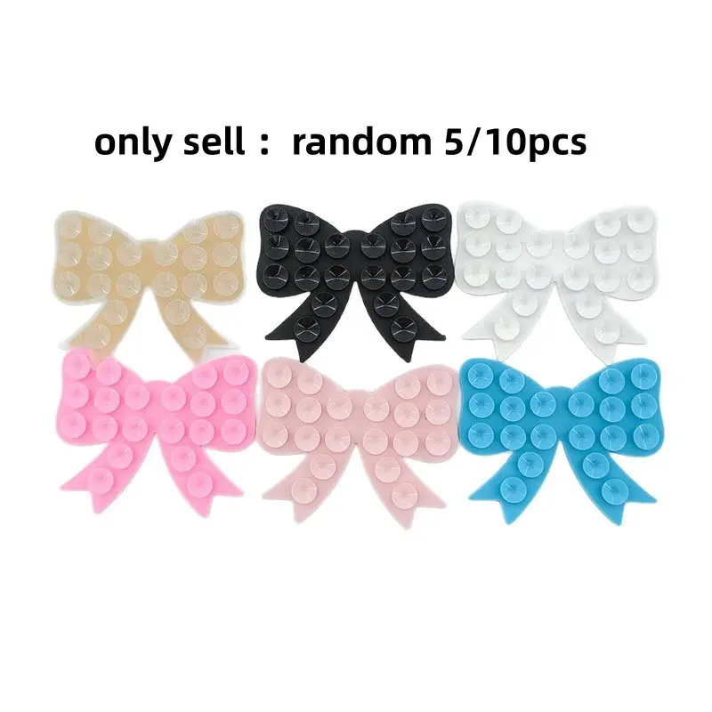 5/10pcs Bow-Shaped Silicone Suction Cups, Strong Adhesion for Phones and Tablets, Anti-Slip Adhesive, Single-Sided Design, Non Slip Holder, Phone Suction Pad