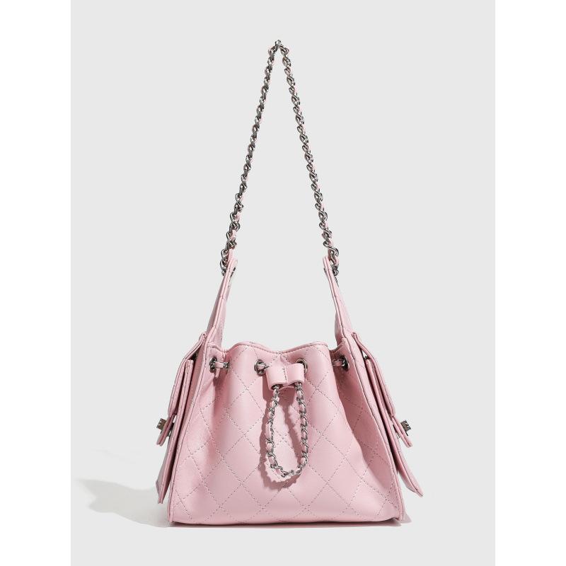 New Quilted Chain Bucket Shoulder Bag, Elegant & Stylish Crossbody & Tote Purse For Women, Versatile Daily Commuter Handbag With Chain Strap