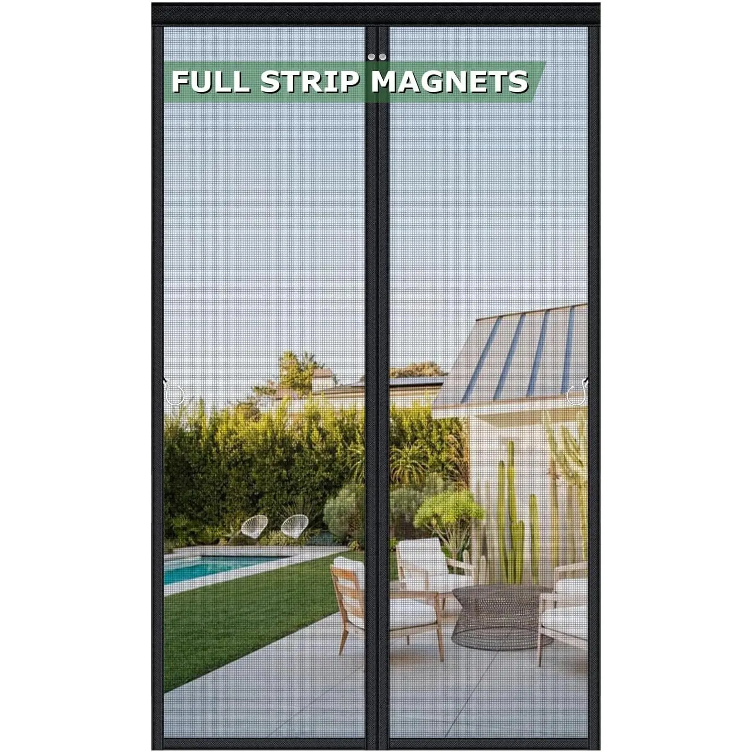 Upgraded  Screen Door Mesh, Full Strip , Heavy Duty Fiberglass Mesh, Single Door Size 33 x 80 Inch, Screen Door Size 35.4 x 82.7 Inch Black