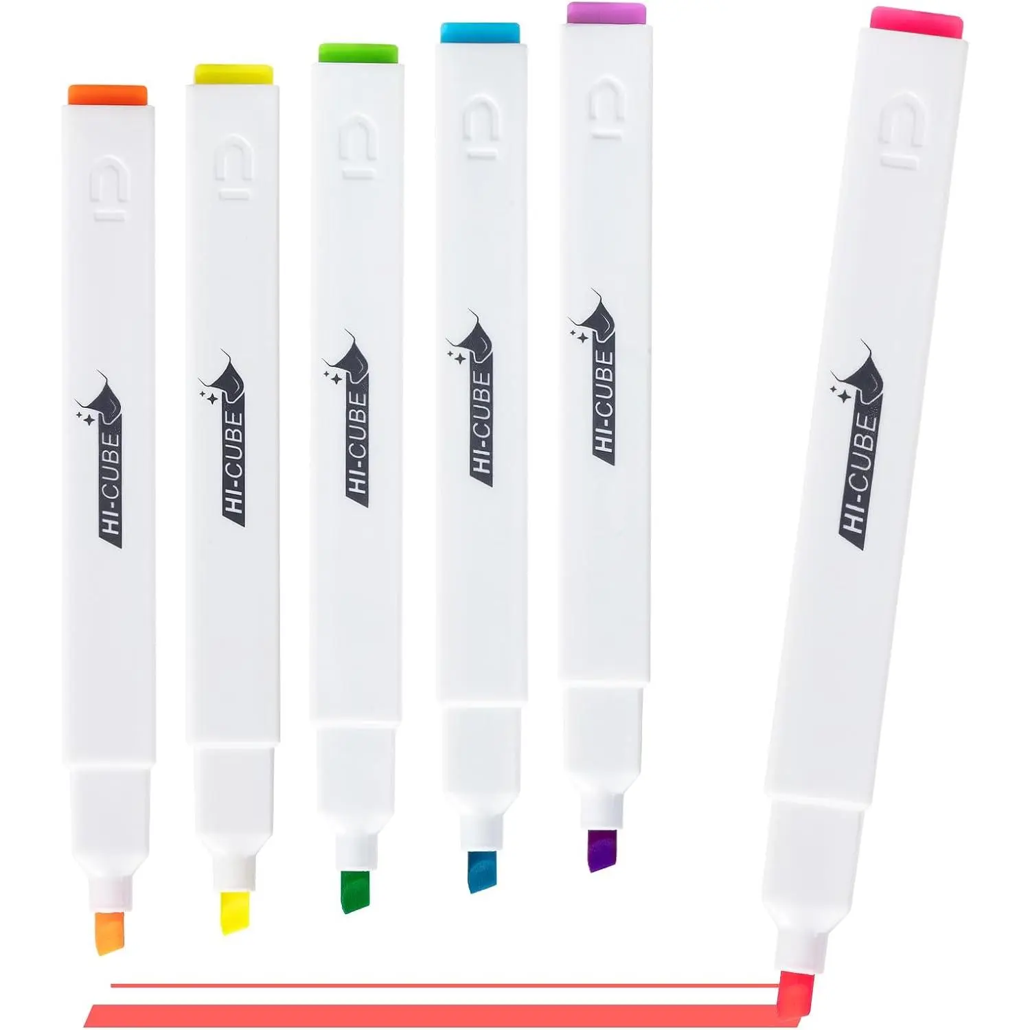 HI-CUBE Highlighters, 6 Pack Fluorescent Colors, Soft-Nib Chisel Tip with  Rectangular Barrel Design, No Bleed Highlighters for Journaling, Planners, Study Notes, Writing & School Supplies