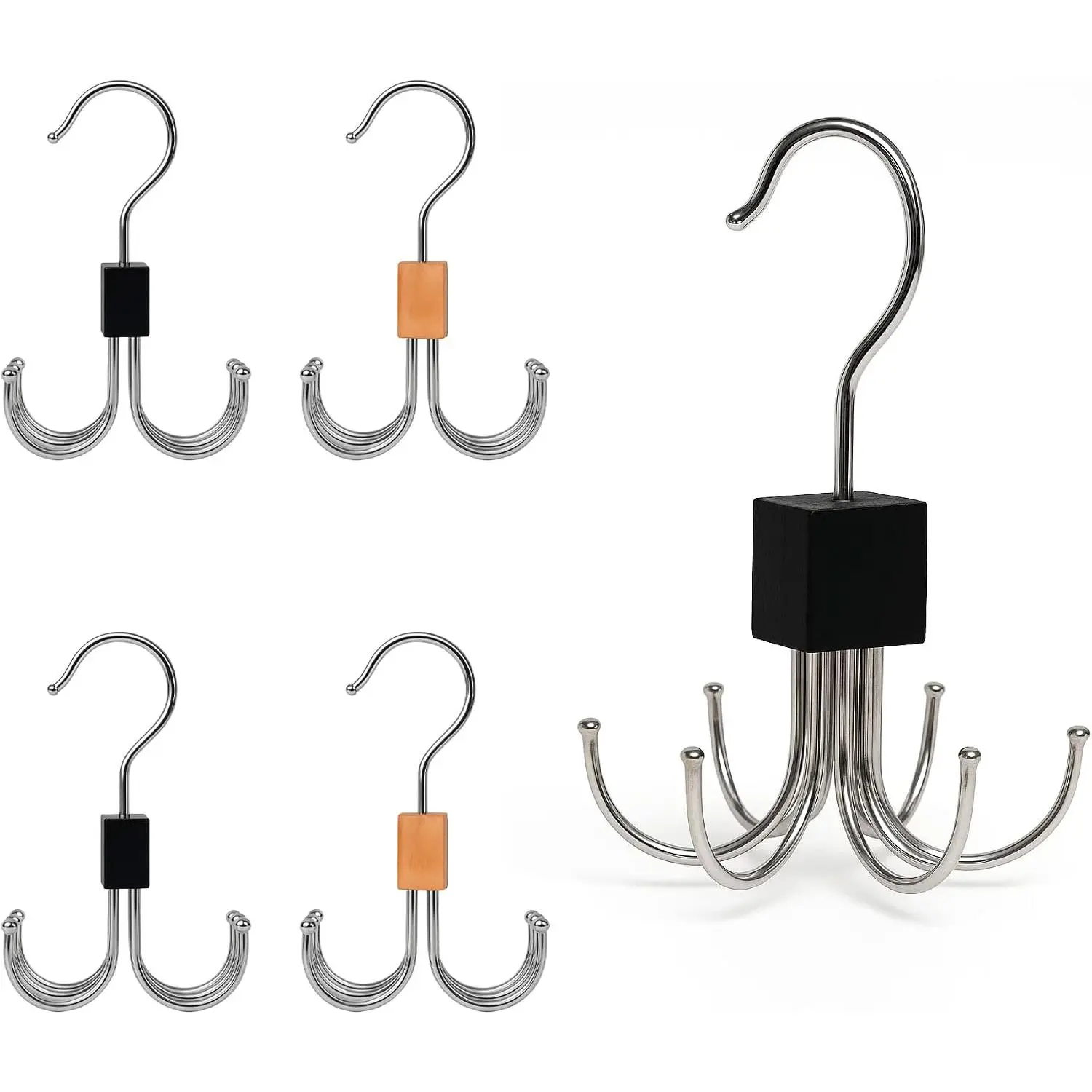 4-Pack  Top & Bra Hangers, 360° Rotatable Metal Organizer with Claw Design, Space-Saving Closet Hooks for Bras, Scarves, Purses, and Accessories
