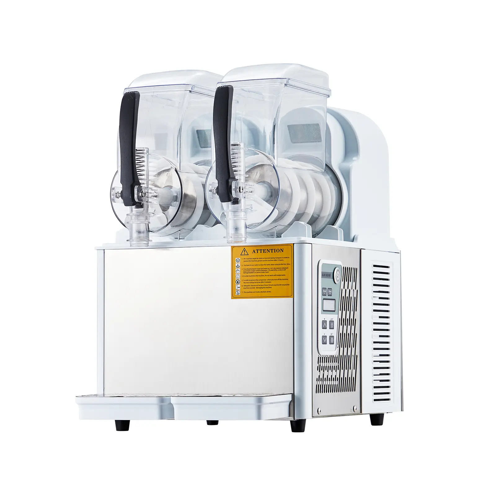 Commercial High-Speed Stainless Steel Slushy Machine - Dual Tanks (2.1 Gal, 3L), 300W, Automatic Self-Cleaning, 110v/60hz, 145 Cups Per Batch, Ideal for Beverage Service, Cafes, Bars