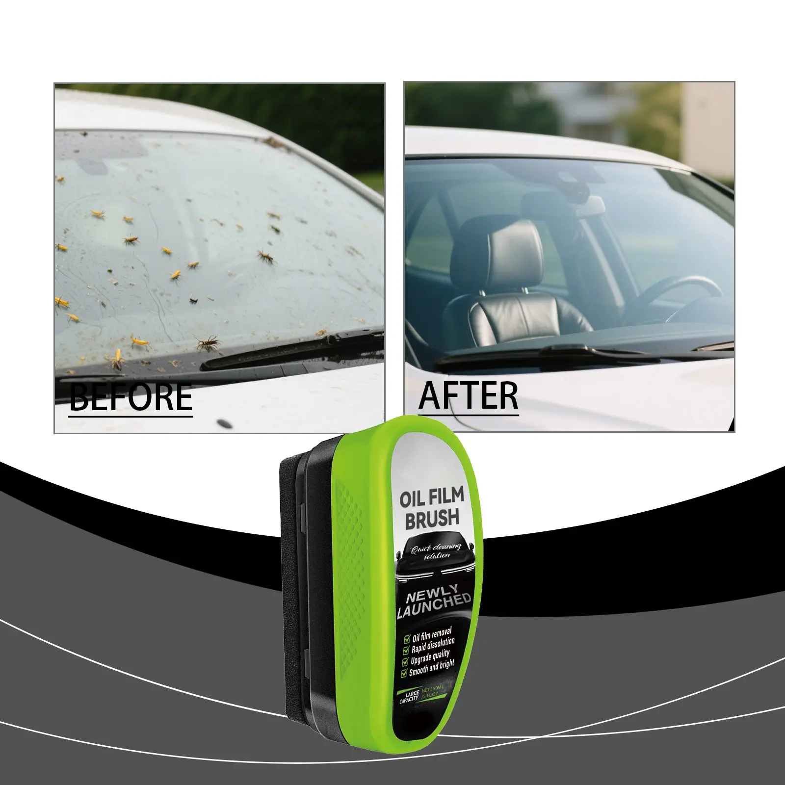 Car Oil Film Cleaning Sponge Brush, Windshield Oil Film Remover Tool, Window Surface Cleaner, Enhance Driving Visibility, DIY Car Care Kit