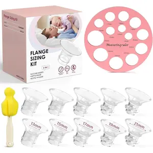 Flange Inserts 10PCS 13/15/17/19/21mm for 24mm Flanges/Shield of Most Pumps, Flange Sizing Kit Silicone Flanges Insert, Breastfeeding Essentials Kit for Moms