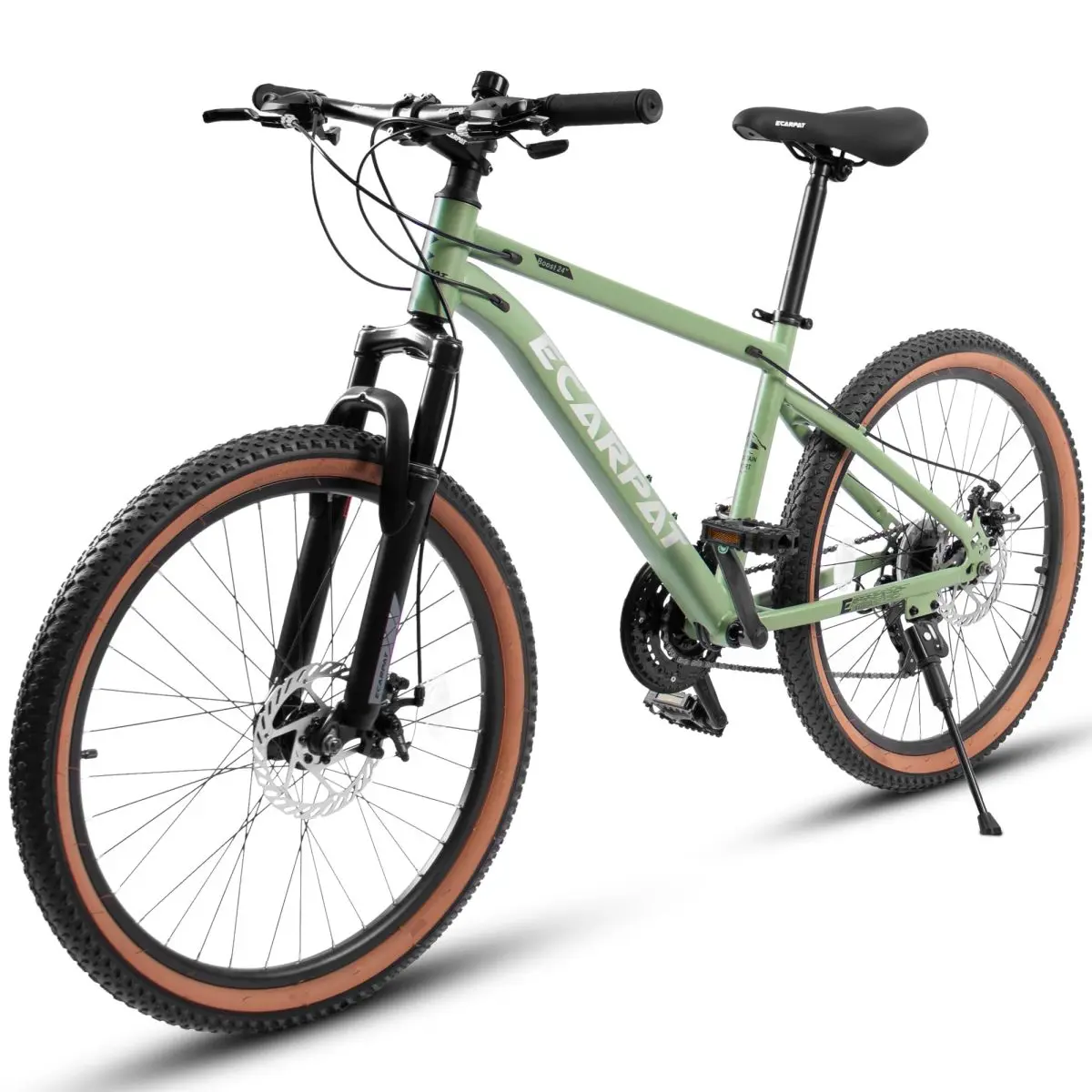 A24301 24-Inch Mountain Bike for Teenagers - High Carbon Steel Frame, Disc Brakes, Brown Edge Tires, Durable Design, Ideal for School Commuting, Mountain Bikes