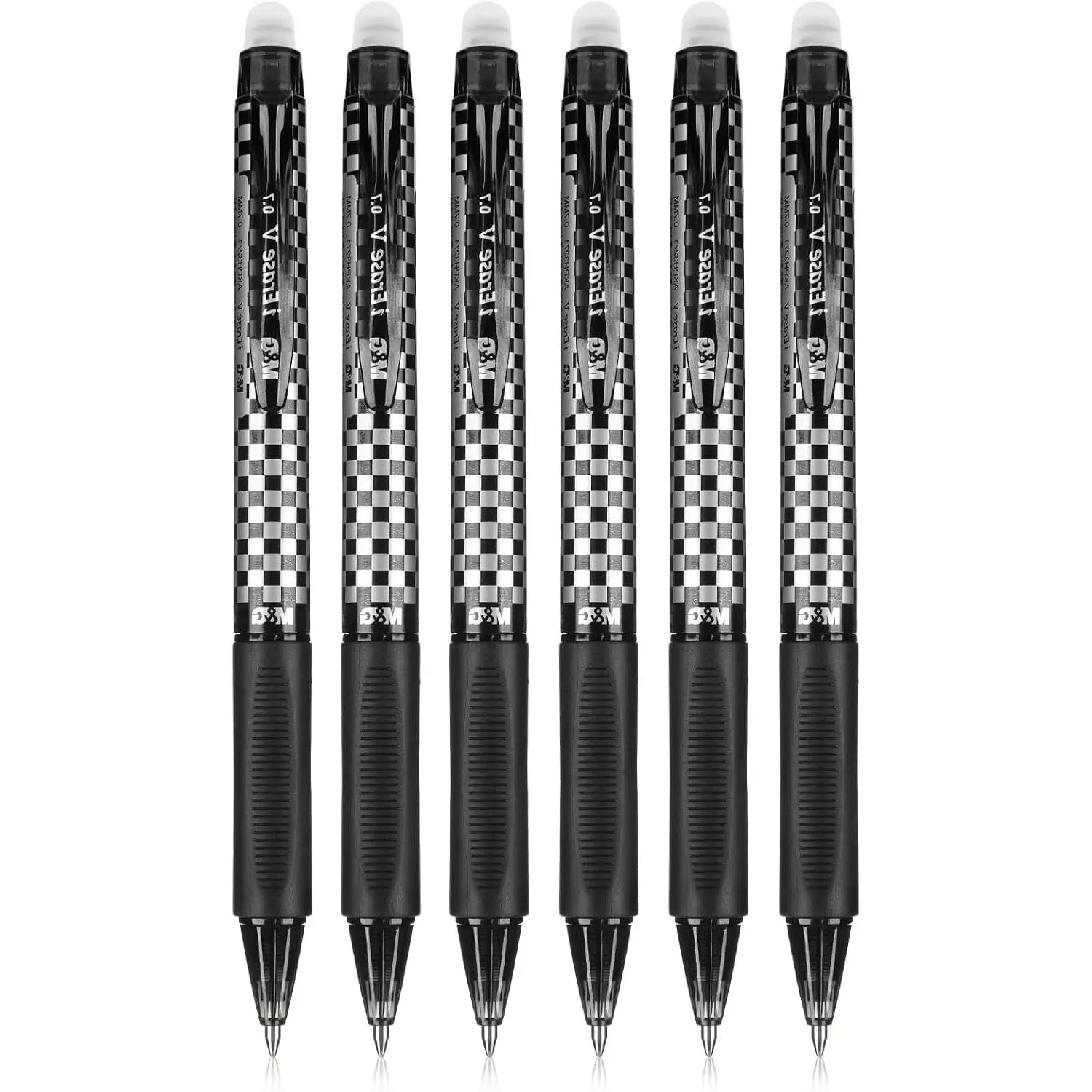 Erasable Pens, 6 count Medium Point 0.7mm Black Ink Eraserable Gel Pens for School, Journaling, & Office Writing Crossword Puzzles
