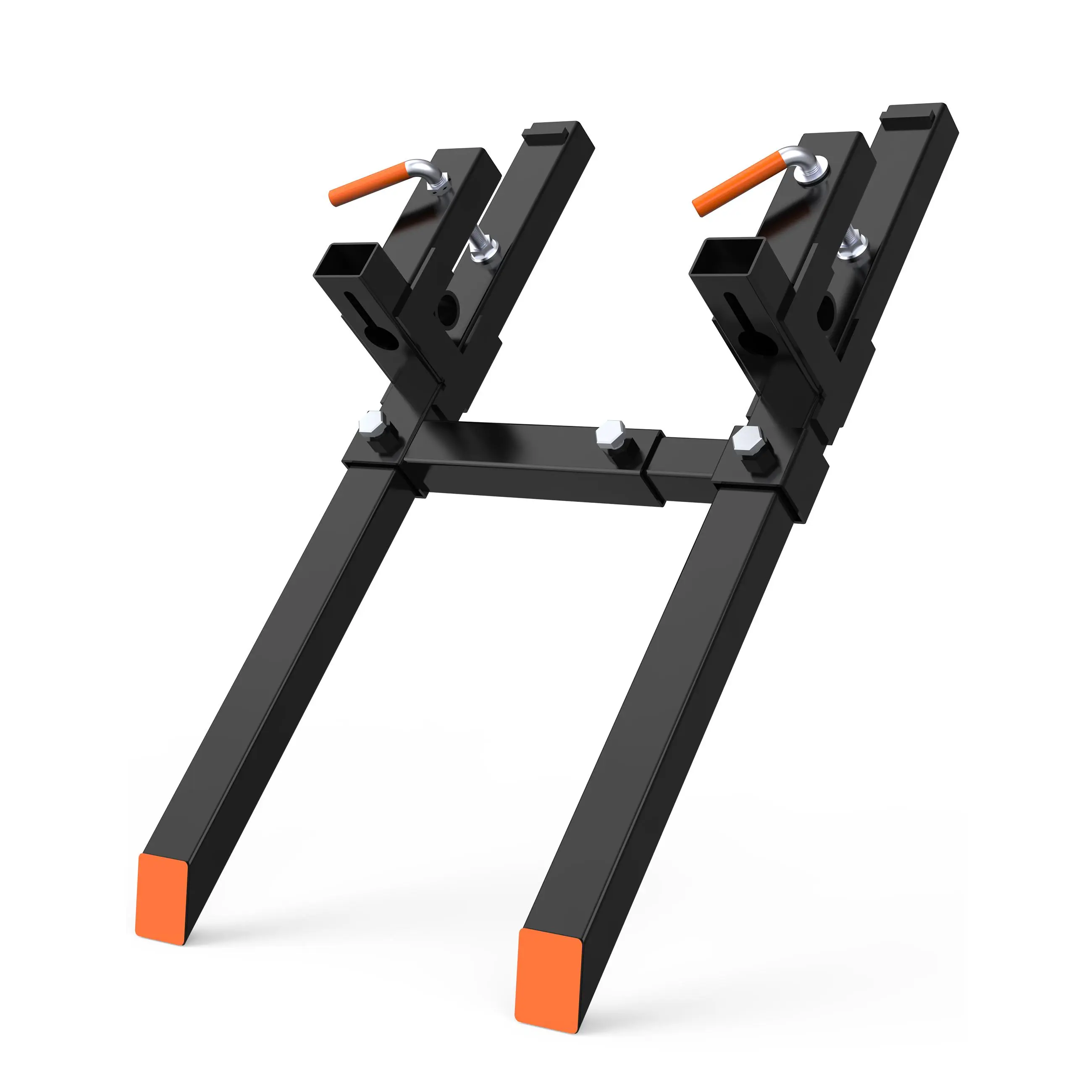 Steel Clamp-On Tractor Pallet Forks with Adjustable Stabilizer Bars, 43/60-Inch Fork Options, 2000/4000 lb Load Capacity, Forks + Bars