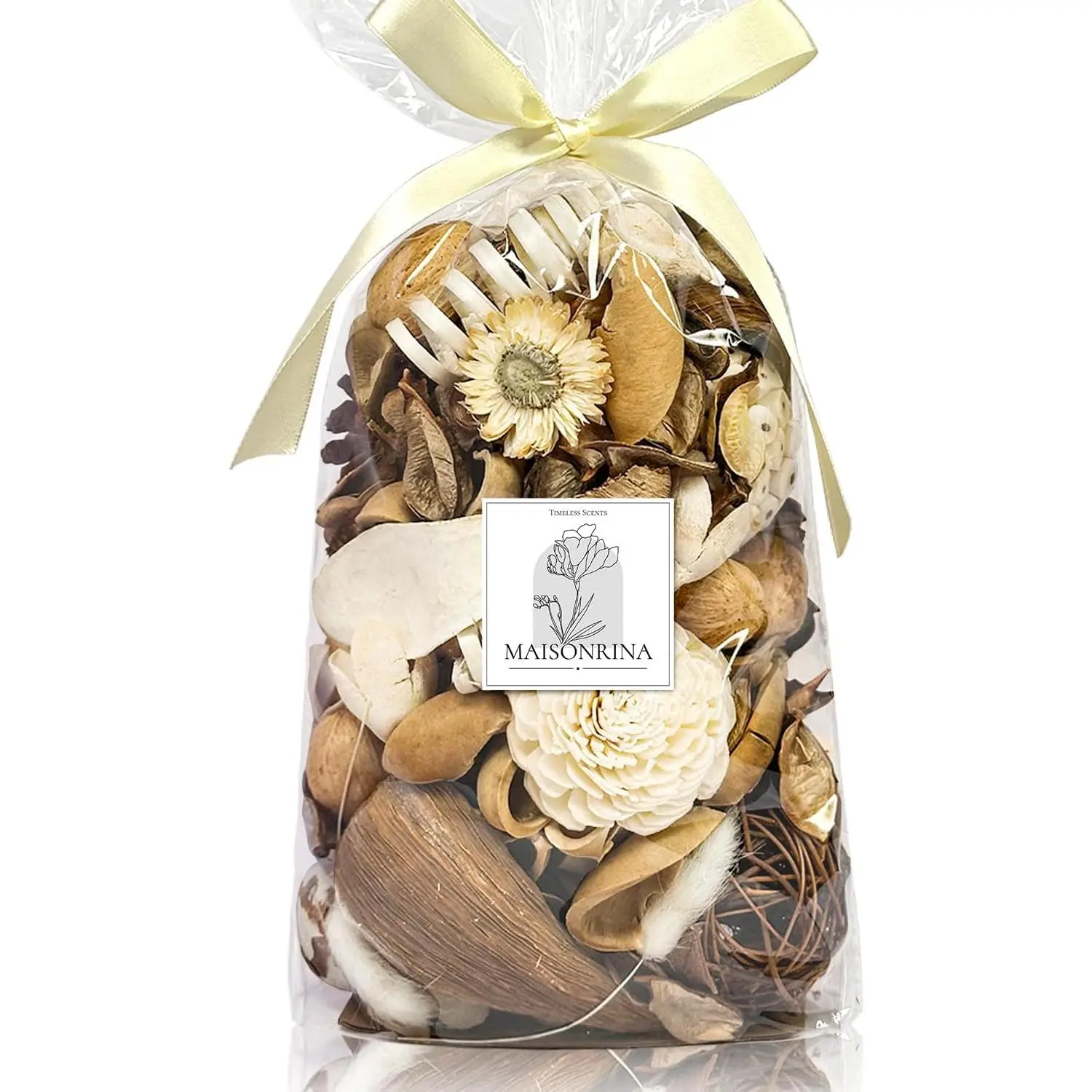 White Potpourri Bags, Magnolia Scented Decorative Bowl Filler,20 oz| 10ml Fragrance Oil,Long-Lasting Scent,Vase Filler Dried Flower, Flameless Home Fragrance,Natural Botanical Blend,Table Decor