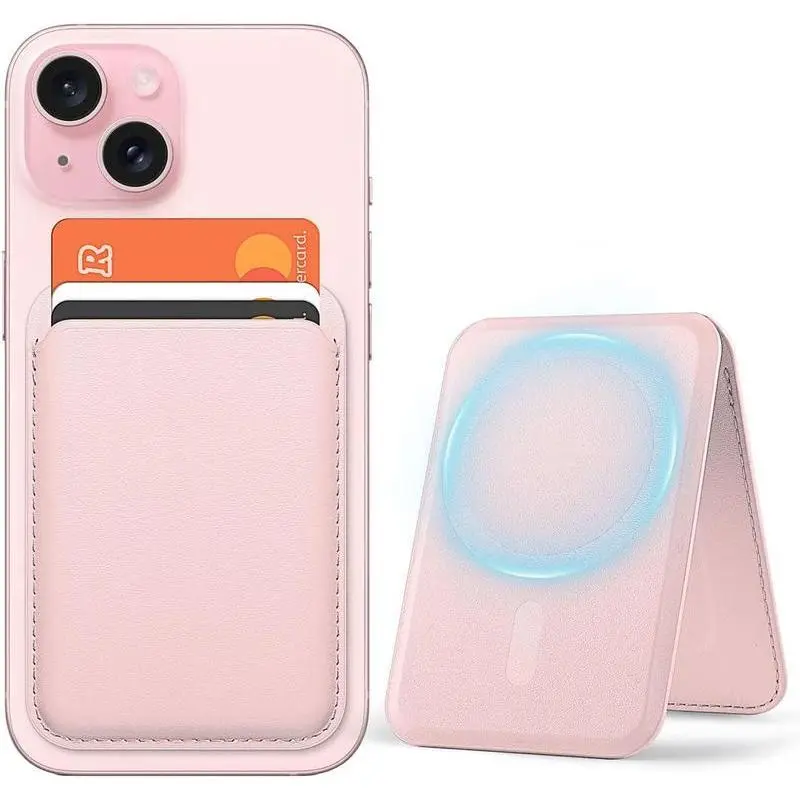 Mag Safe Wallet with Stand Magnetic Wallet for Phone Leather Magsafe Card Holder Compatible with iPhone 16/15/14/13/12 series and MagSafe cases, 1 Slot Fit 3 Cards magsafe wallet card holder