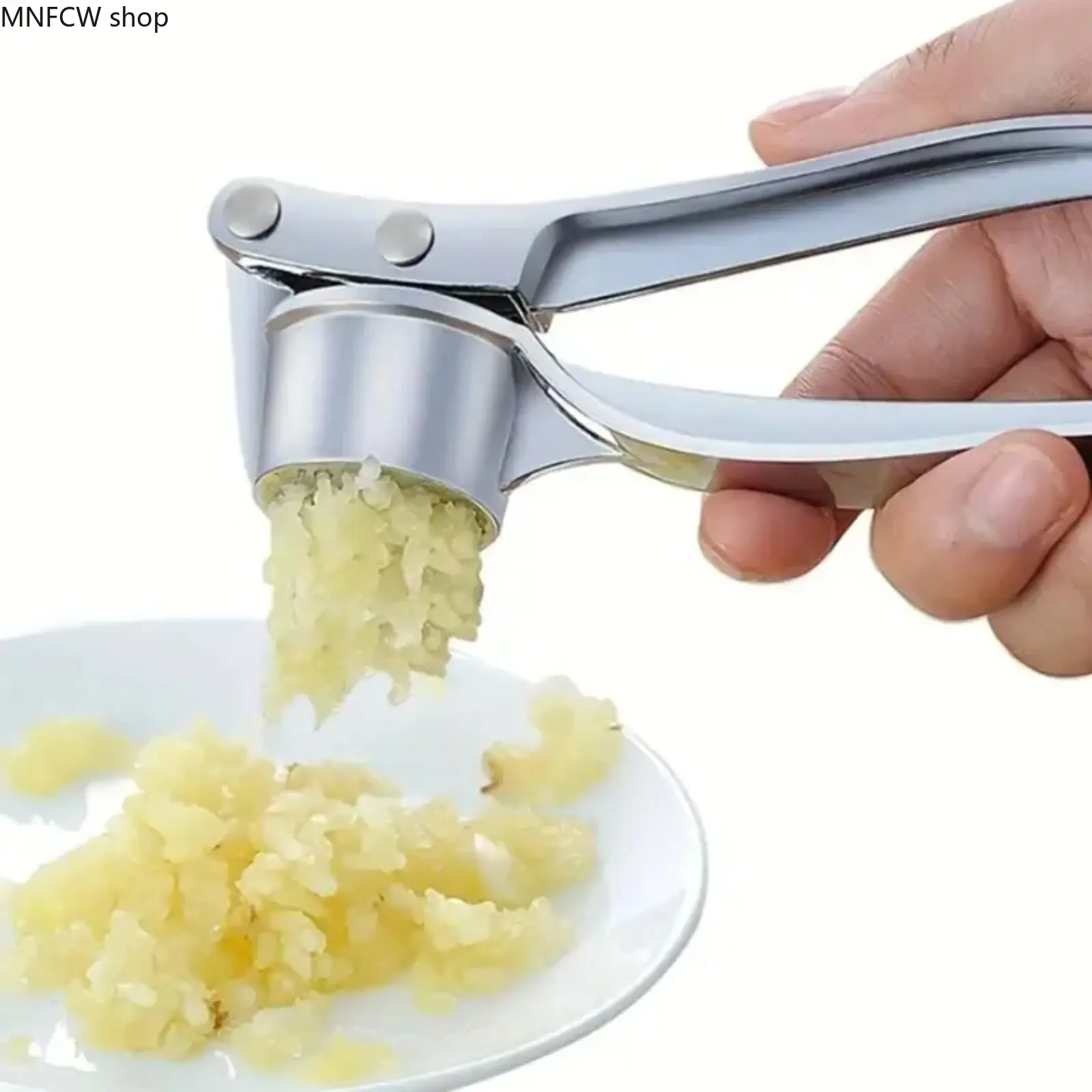 Durable Stainless Steel Garlic Press - Manual Ginger Crusher, Ergonomic Handle, Durable Kitchenware, Easy-to-Clean Camping Kitchen Tool for Meal Prep & Daily Use