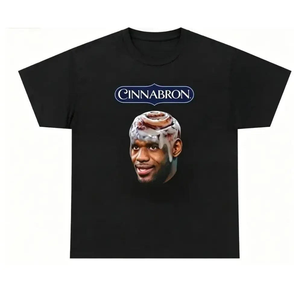 Cinnabron LeBron James Cinnamon Roll Meme Graphic Tee Summer Cool 100% Cotton Funny Basketball Viral Internet Casual Top Unisex