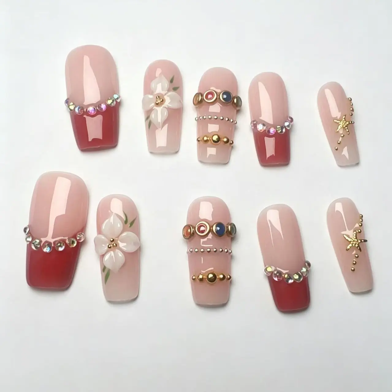Pure Handmade Wearable Nails, Model Xinghao Nails3, No Ca_prop_65_re, No Ca_prop_65_ca, High-Quality Manual Craftsmanship
